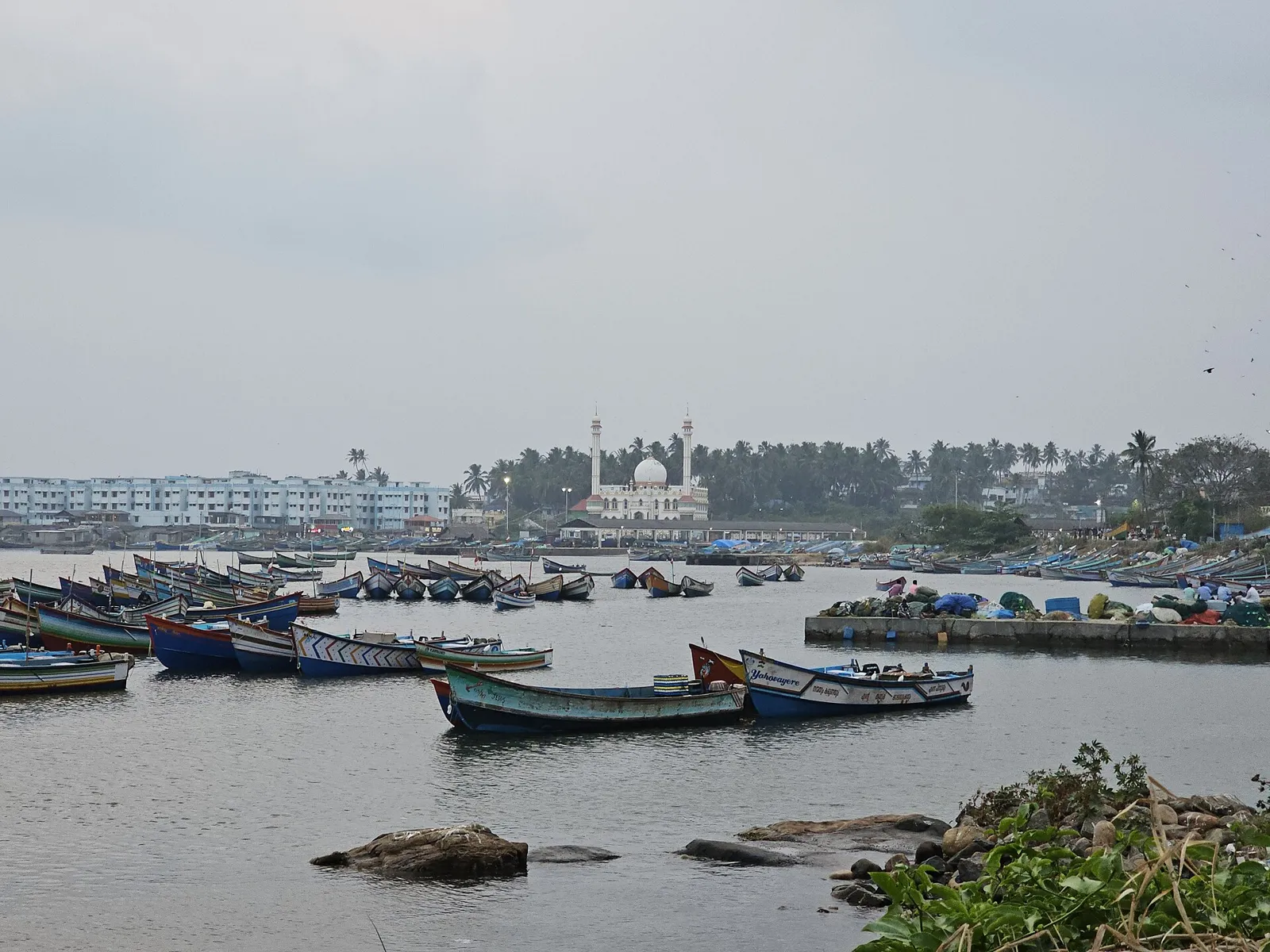 Fishing boats at Vizhinjam harbour near Kovalam, on the way from Kovalam to Kanyakumari