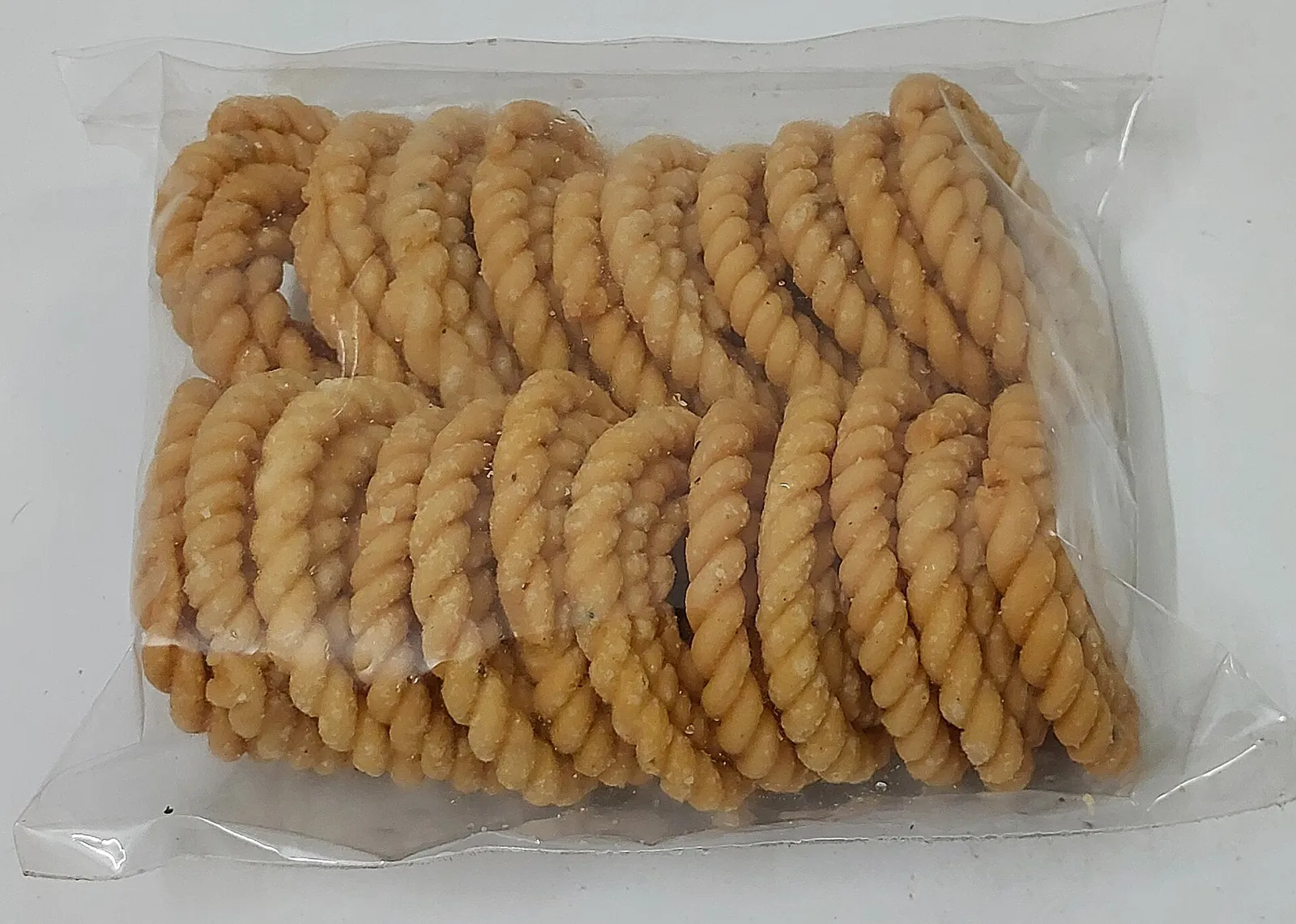 Packed murukku snack packet, the format used for retail and wholesale snacks in Nagercoil