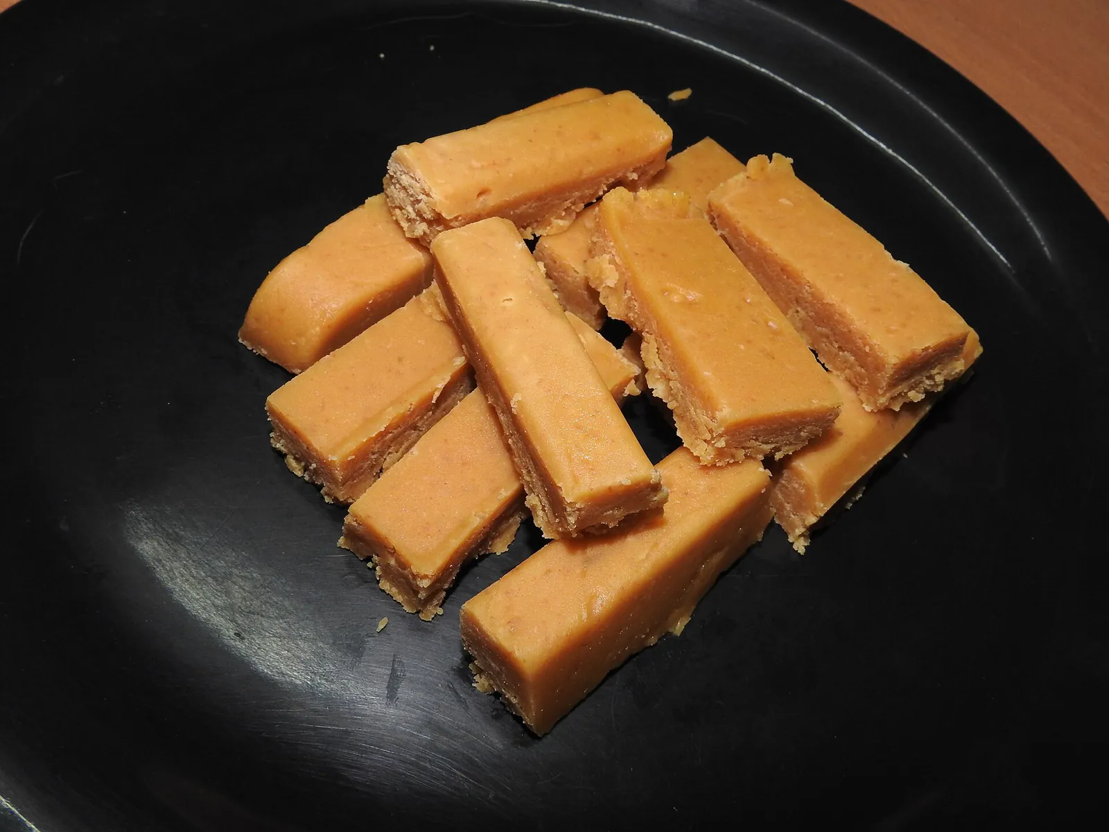 Cut pieces of porous ghee Mysore pak, a Kanyakumari special sweet