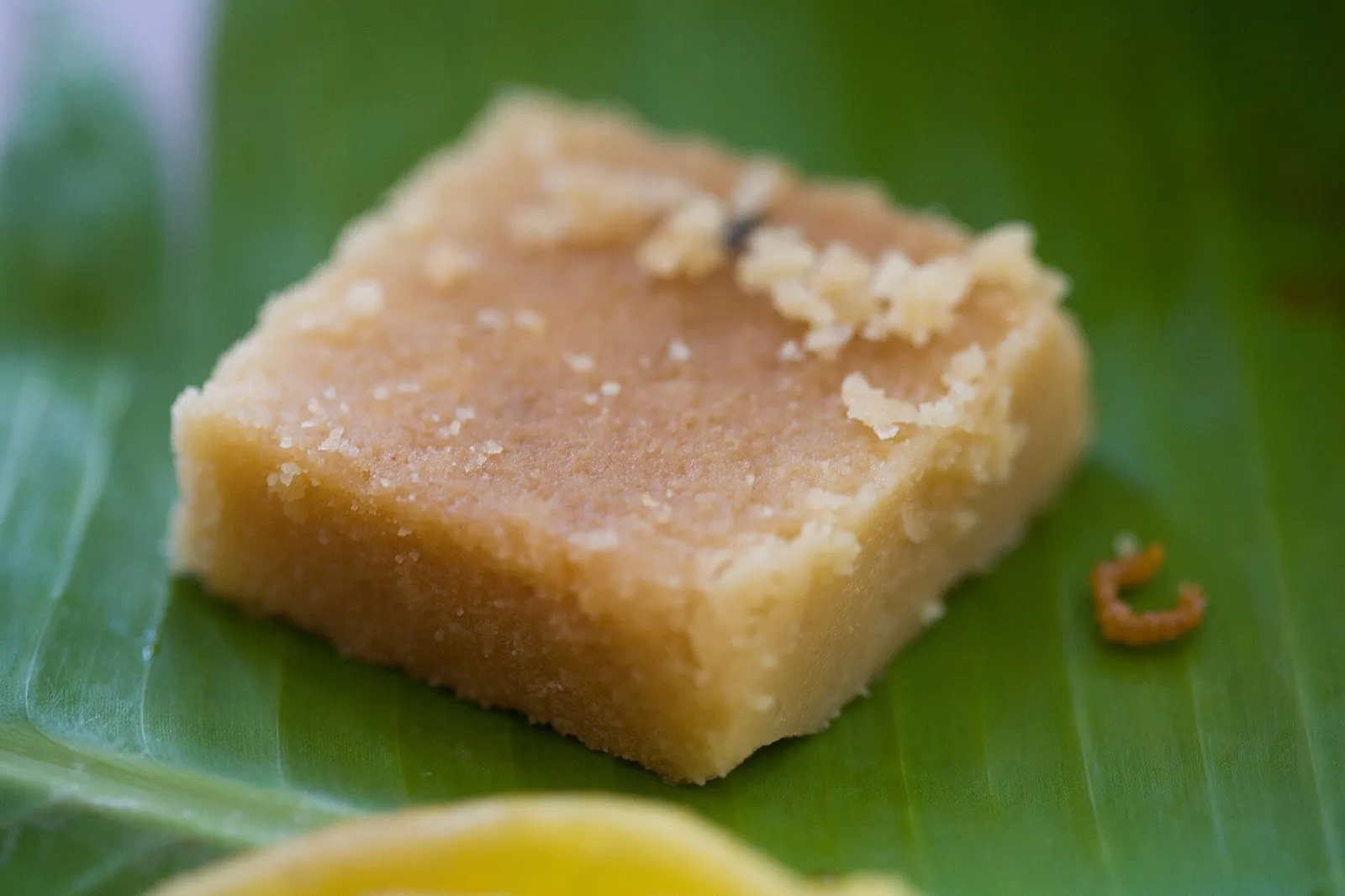 Tray of Mysore pak set and cut into blocks, mysore pak made in a greased tray