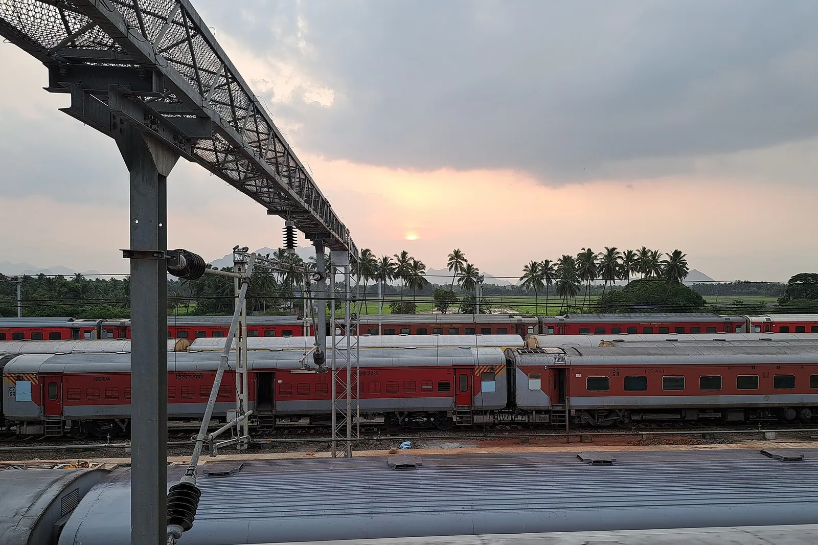 Nagercoil Junction railway station at sunrise, the main rail gateway to Kanyakumari