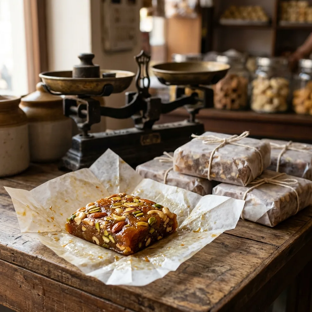 Traditional wheat halwa packed in a takeaway box at our Nagercoil sweet shop